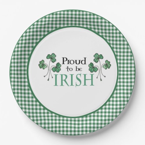 Green Shamrock Proud to be Irish Paper Plate