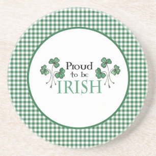 Green Shamrock Proud to be Irish Sandstone Coaster