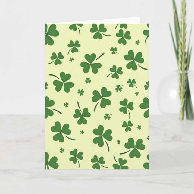 Green Shamrock Retro Vector Art Card (Front)