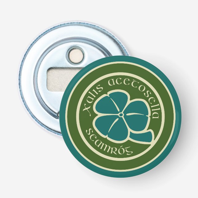 Green Shamrock Saint Patrick's Day Floral Art Bottle Opener (Front)