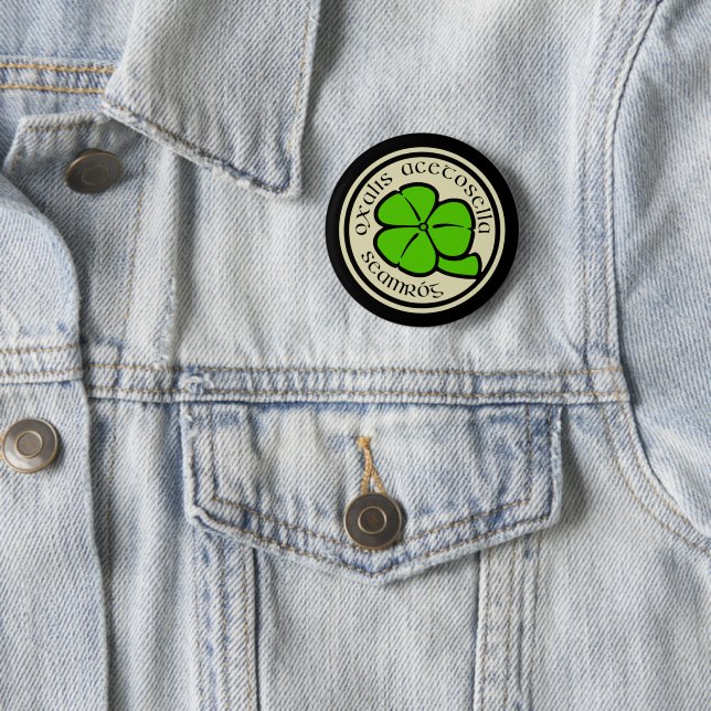 Green Shamrock Saint Patrick's Day Floral Art  Button (In Situ)
