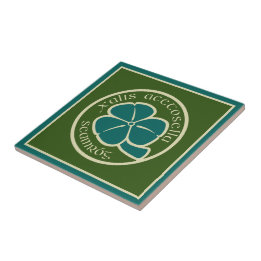 Green Shamrock Saint Patrick's Day Floral Art Ceramic Tile