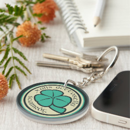 Green Shamrock Saint Patrick's Day Floral Art Keychain