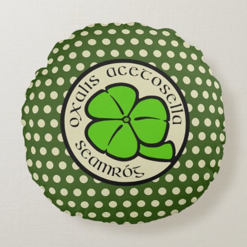 Green Shamrock Saint Patricks Day Floral Art Round Pillow