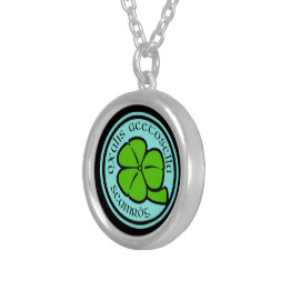 Green Shamrock Saint Patrick's Day Floral Art Silver Plated Necklace