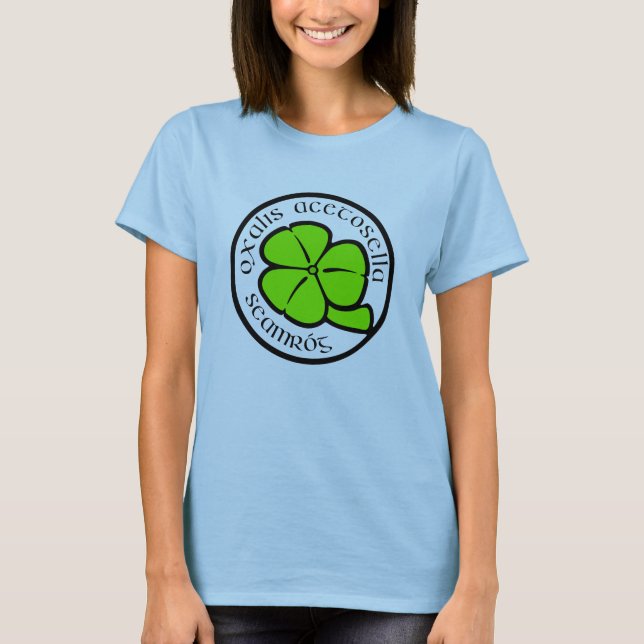 Green Shamrock Saint Patrick's Day Floral Art T-Shirt (Front)
