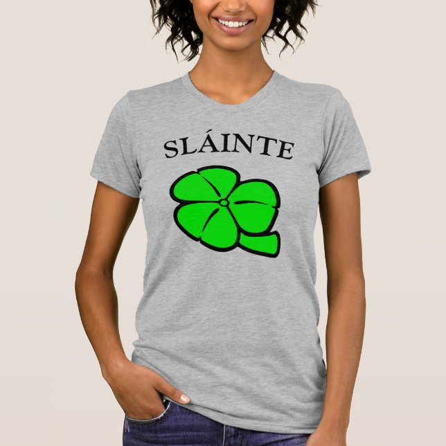 Green Shamrock Saint Patrick's Day Floral Art T-Shirt (Front)