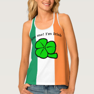 Green Shamrock Saint Patrick's Day Floral Art Tank Top