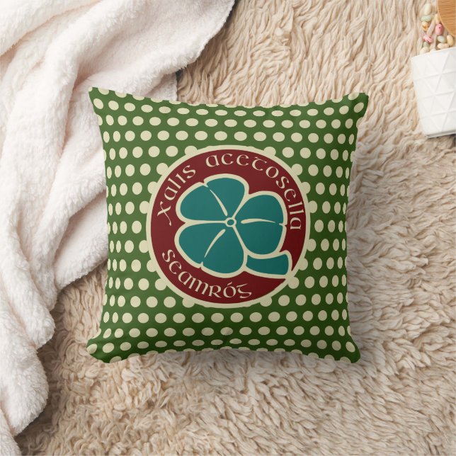 Green Shamrock Saint Patrick's Day Floral Art Throw Pillow (Blanket)