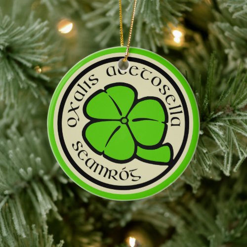 Green Shamrock Saint Patricks Day Floral Graphic Ceramic Ornament