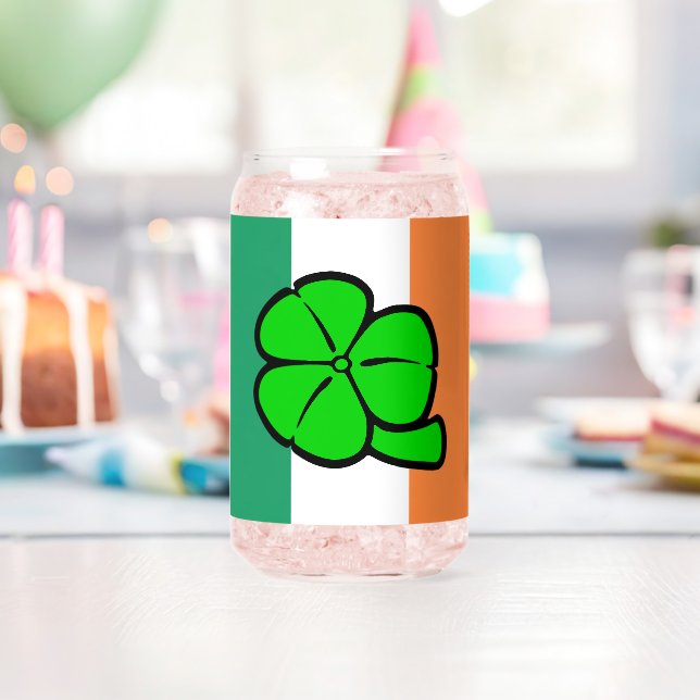 Green Shamrock Saint Patrick's Day Floral Vector Can Glass (Insitu (Birthday))