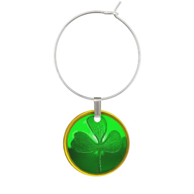 GREEN SHAMROCK Saint Patrick's Day Wine Charm (Front)
