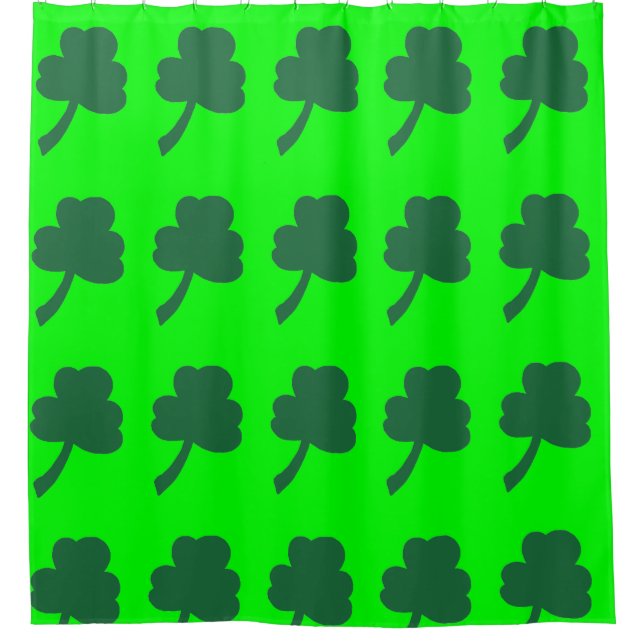 Green Shamrock Shower Curtain (Front)