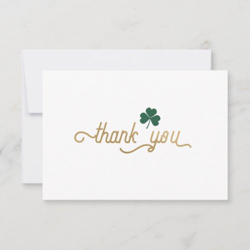 Green Shamrock Simple Elegant Thank You Card