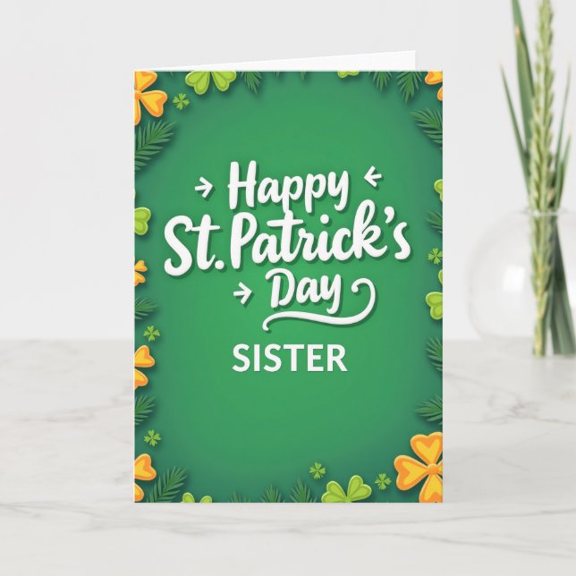 Green Shamrock Sister Card (Front)