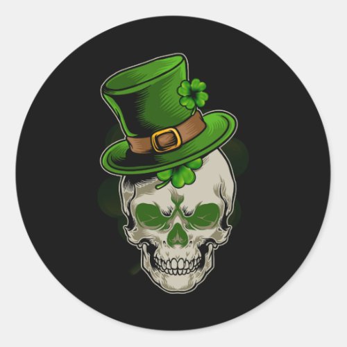 Green Shamrock Skull Irish Ireland Horror St Patri Classic Round Sticker