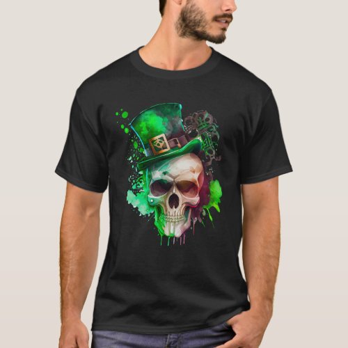 Green Shamrock Skull Irish Ireland St Patricks Day T_Shirt