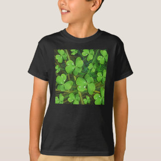 Green Shamrock St Patrick Kids Dark T-Shirt