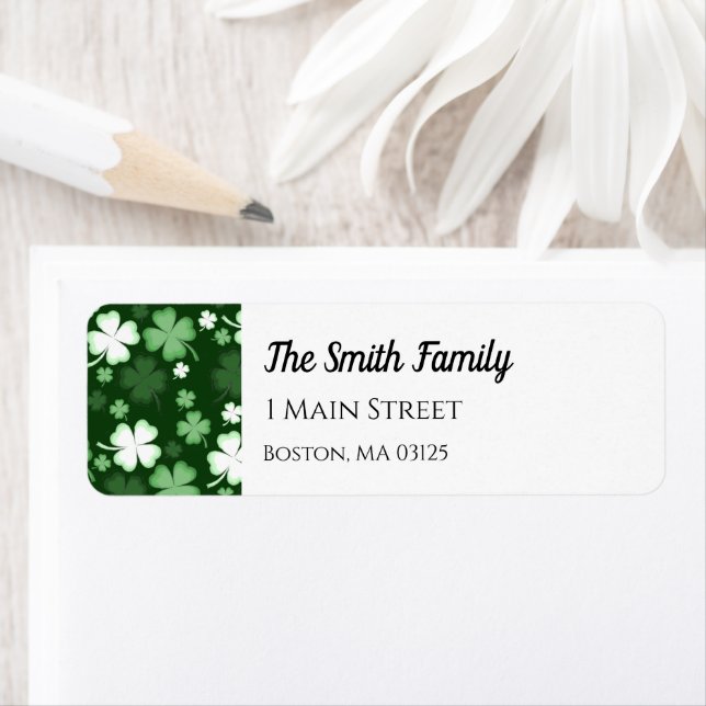 Green Shamrock, St. Patrick's Day Address Label (Insitu)