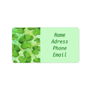Green Shamrock St Patrick's Day address labels