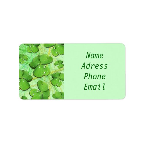 Green Shamrock St Patricks Day address labels