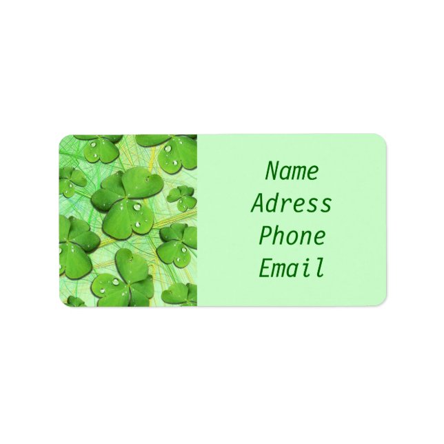 Green Shamrock St Patrick's Day address labels (Front)