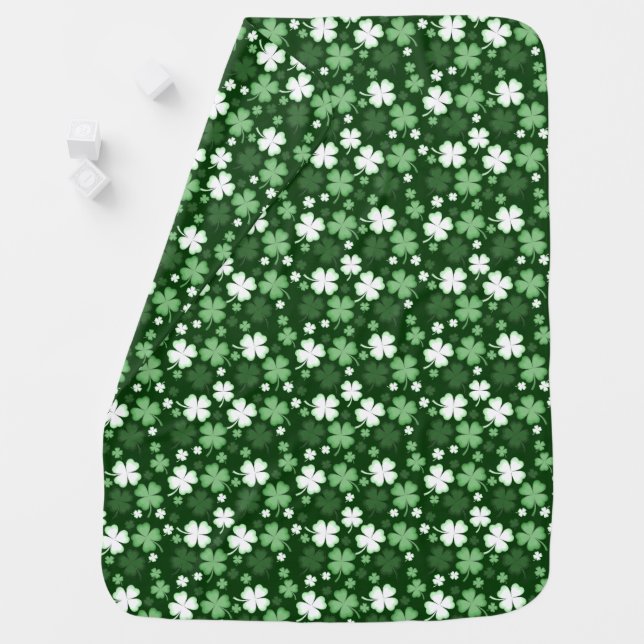 Green Shamrock, St. Patrick's Day Baby Blanket (In Situ)
