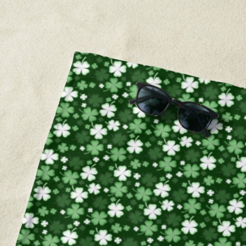 Green Shamrock St Patricks Day Beach Towel