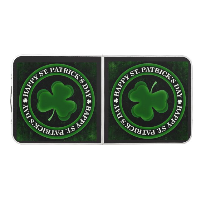 Green Shamrock St Patrick's Day  Beer Pong Table (Top)