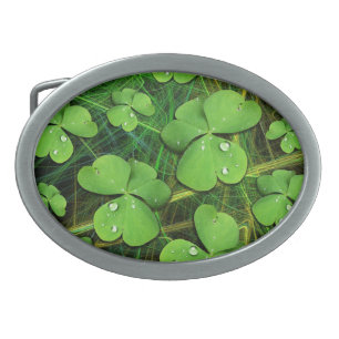 Green Shamrock St Patrick's Day Belt Buckle