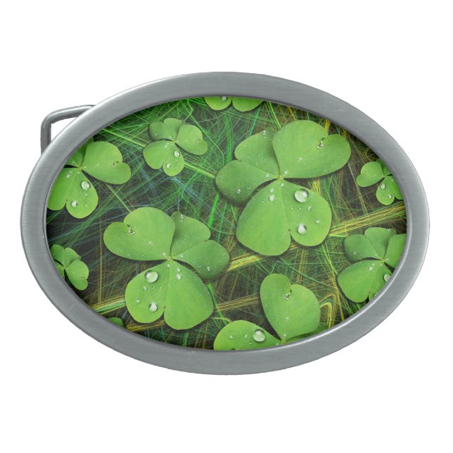 Green Shamrock St Patrick's Day Belt Buckle (Front)