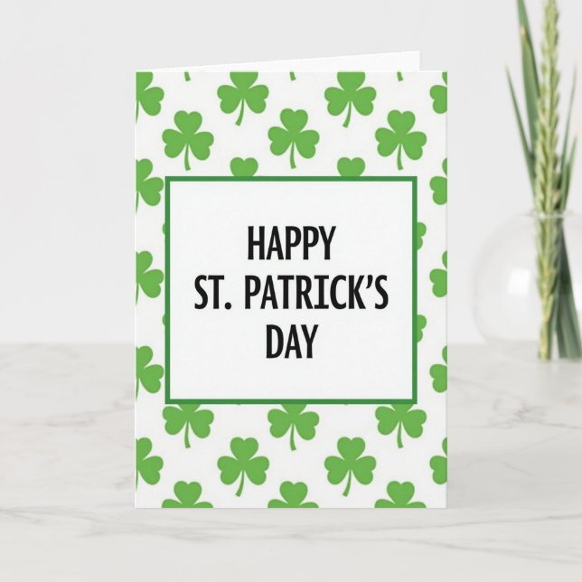 Green Shamrock St Patricks Day Card (Front)