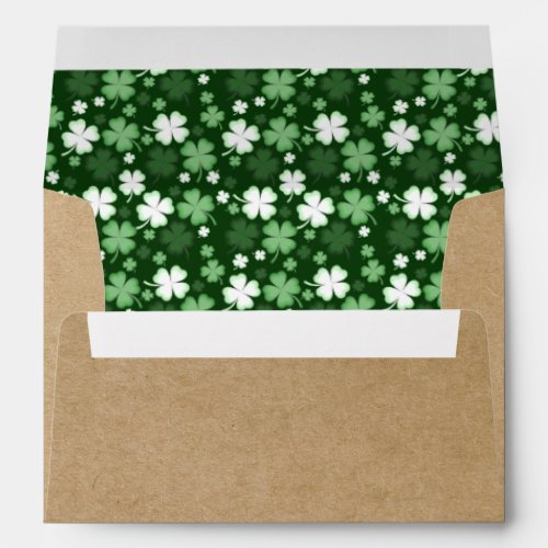 Green Shamrock St Patricks Day Custom Address Envelope