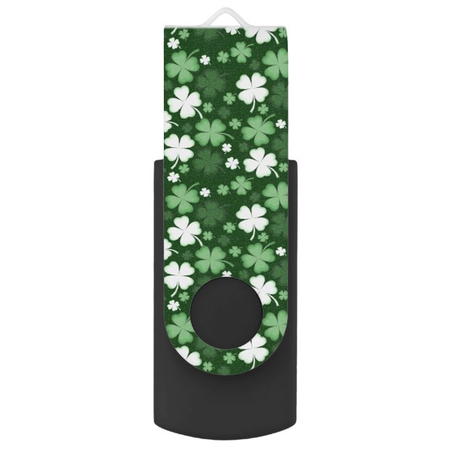 Green Shamrock, St. Patrick's Day Flash Drive (Front Vertical)