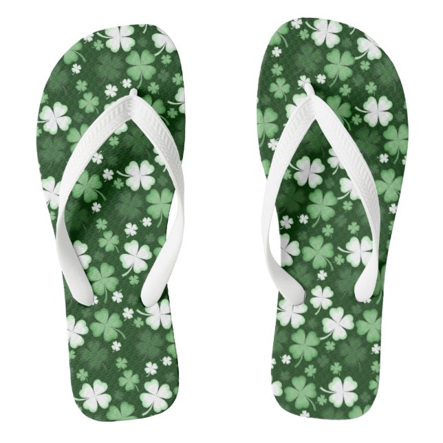 Green Shamrock, St. Patrick's Day Flip Flops (Footbed)