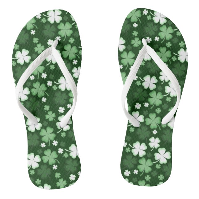 Green Shamrock, St. Patrick's Day Flip Flops (Footbed)