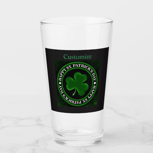 green Shamrock St Patrick's Day  Glass (Front)