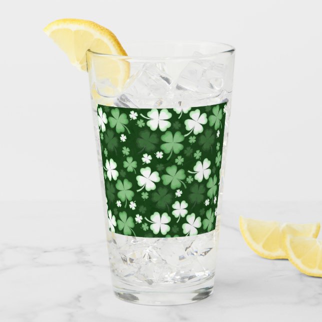 Green Shamrock, St. Patrick's Day Glass (Front Ice)