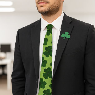 Green Shamrock St Patrick's' Day Holiday Neck Tie