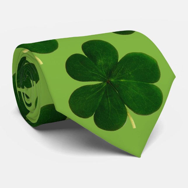 Green Shamrock St Patrick's' Day Holiday Neck Tie (Rolled)