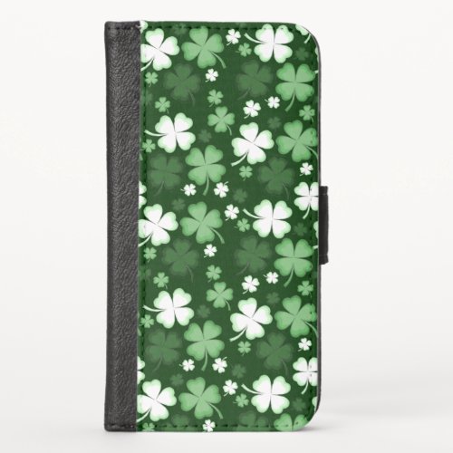 Green Shamrock St Patricks Day iPhone X Wallet Case