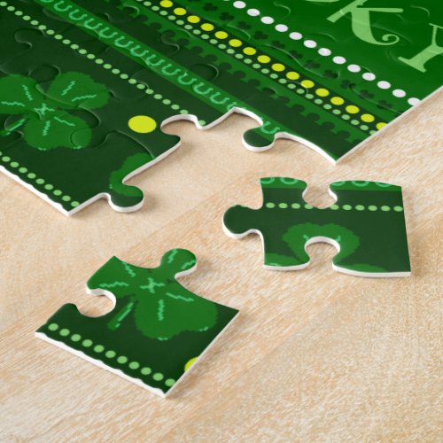 Green Shamrock  St Patricks Day Jigsaw Puzzle