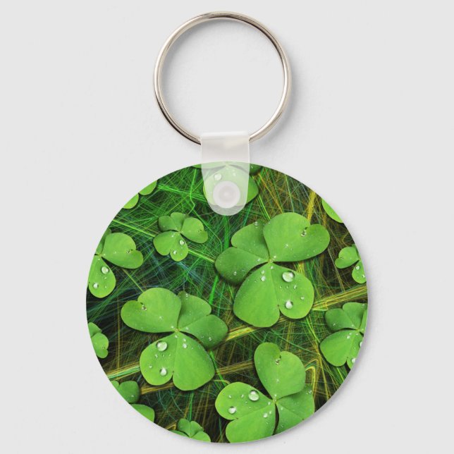 Green Shamrock St Patrick's Day Keychain (Front)