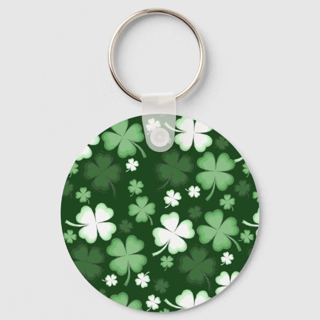 Green Shamrock, St. Patrick's Day Keychain (Front)