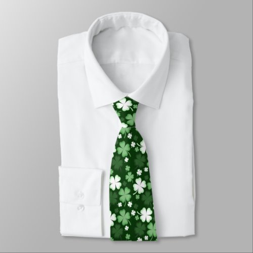 Green Shamrock St Patricks Day Neck Tie