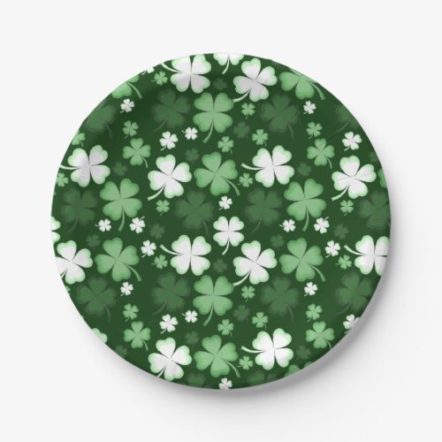 Green Shamrock St Patricks Day Paper Plates