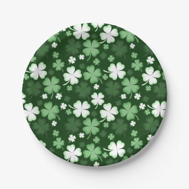 Green Shamrock, St. Patrick's Day Paper Plates (Front)