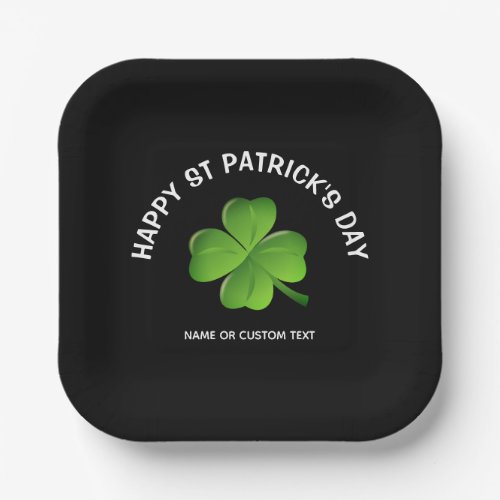 Green Shamrock St Patricks Day Party Personalized Paper Plates