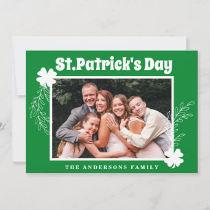 Green Shamrock St patricks day Photo Holiday Card