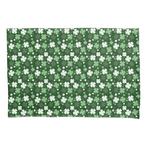 Green Shamrock St Patricks Day Pillow Case